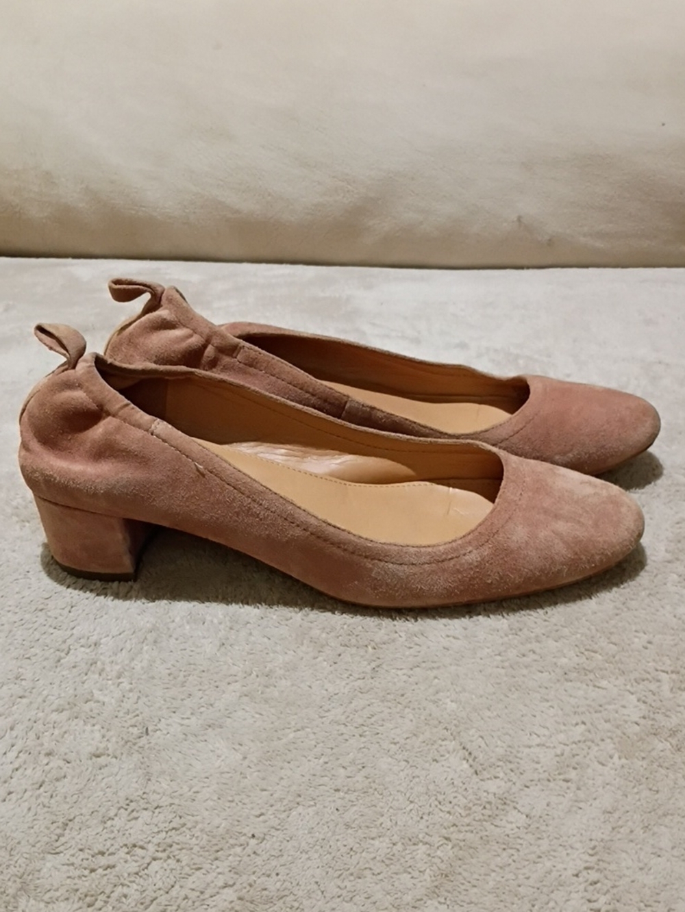 J. Crew Taupe Suede Low Block Heel Pumps